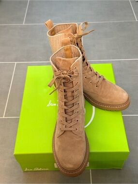 Sam Edelman Tan Suede Lace-Up Ankle Boots